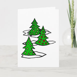 Snowy Christmas Trees Evergreens Holiday Christmas Card