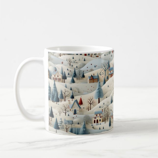 snowy Christmas village Coffee Mug (Left)