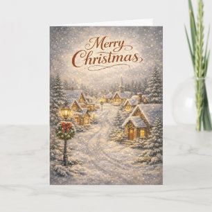 Snowy Christmas Village  Holiday Card