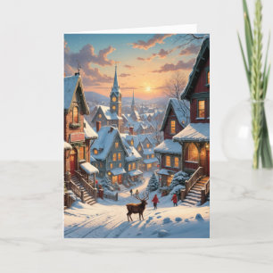Snowy Christmas Village Holiday Card