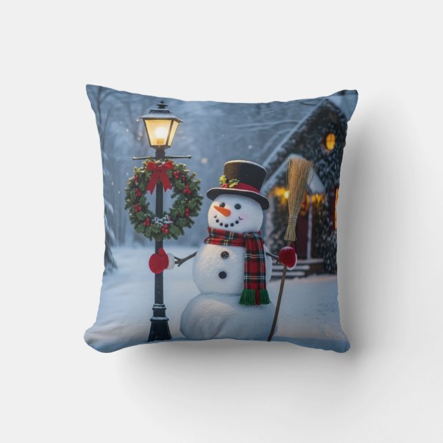 Snowy Christmas Village Pillow Set of 4 – Santa, D (Front)