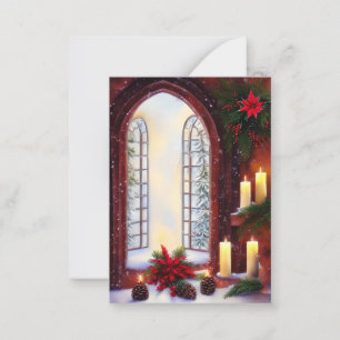 Snowy Church window budget mini Christmas Card