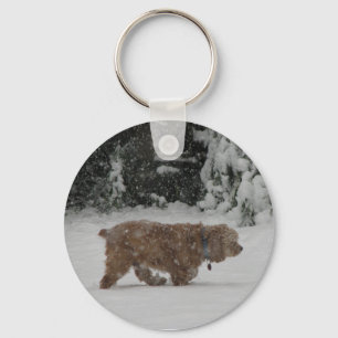Snowy Cocker Spaniel Key Ring