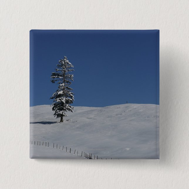 Snowy cold winter landscape 4 15 cm square badge (Front)