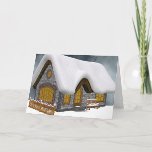 snowy cottage holiday card