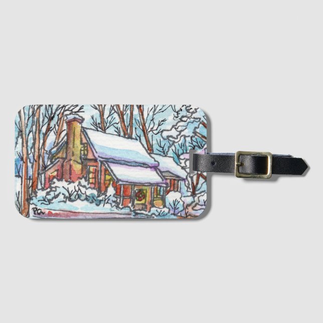 Snowy Cottage Luggage Tag (Front Horizontal)
