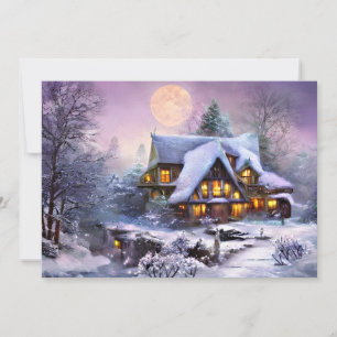 Snowy country home budget Christmas Holiday Card