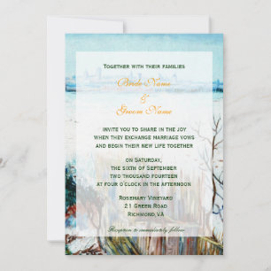Snowy country winter wedding invitation