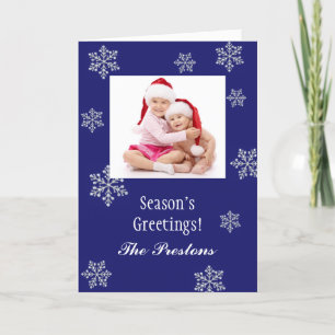 Snowy Crystals Photo Holiday Card