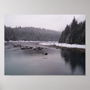 Snowy Day at the Chilkoot River Poster