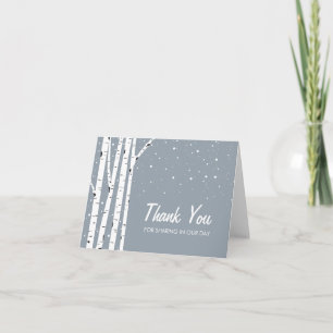 Snowy Day Birch Trees Thank You Card