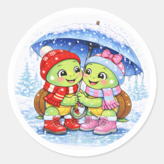 Snowy day classic round sticker