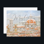 Snowy day of Italy Florence Cathedral Duomo card<br><div class="desc">romantic winter, travel, snowfall, snowflake, snow, winter landscape, italy florence watercolor painting, duomo painting, terracotta tiled dome, florence cathedral, cattedrale di santa maria del fiore, firenze, church painting, italy gift idea, orange, aquarelle, watercolor, aesthetic, romantic, italy, florence, europe, provence, vintage, landscape, colorandcolor, colour and colour, red, church, religion, ancient, history,...</div>