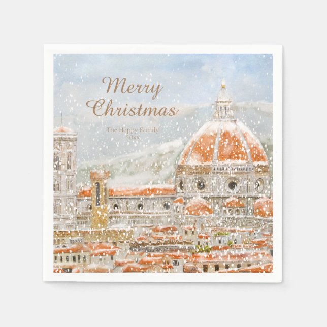 Snowy day of Italy Florence  Christmas  Napkins (Front)