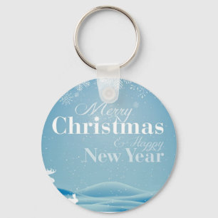  Snowy day with snowflakes and Bunny Key Ring