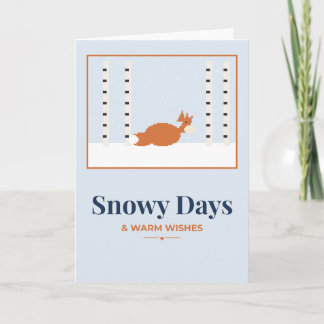 Snowy Days Fox in Birch Woods Winter Card