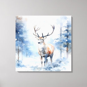 Snowy Deer Canvas Art