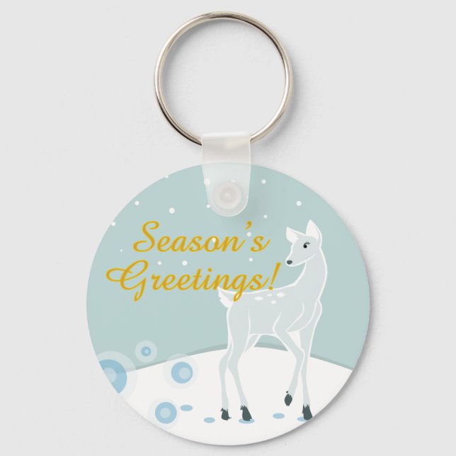 Snowy Deer Key Ring (Front)