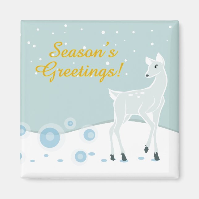 Snowy Deer Magnet (Front)