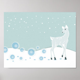 Snowy Deer Poster