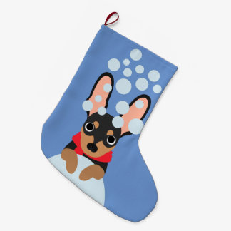 Snowy Doberman Pinscher Christmas Stocking