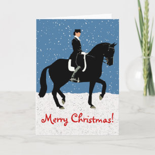 Snowy Dressage Horse Christmas Holiday Card