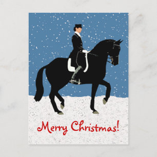 Snowy Dressage Horse Christmas Holiday Postcard