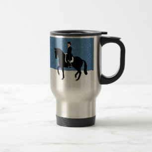 Snowy Dressage Horse Christmas Travel Mug