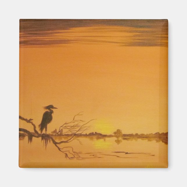 Snowy Egret at Dusk Magnet (Front)