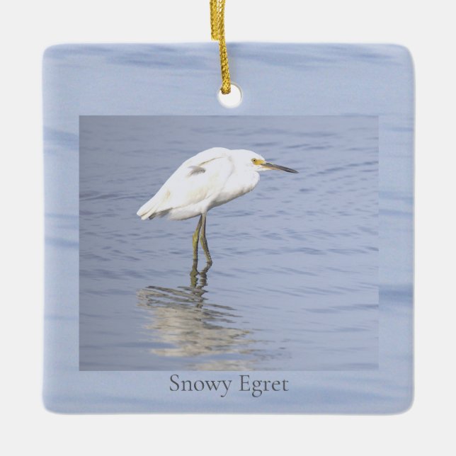 Snowy Egret Bird Photo Ornament  (Front)