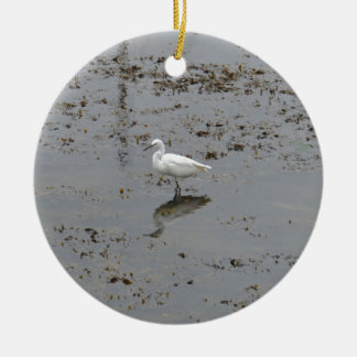 Snowy Egret Ceramic Tree Decoration
