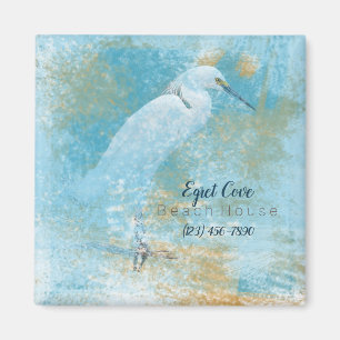 Snowy Egret Coastal Vacation House Magnet