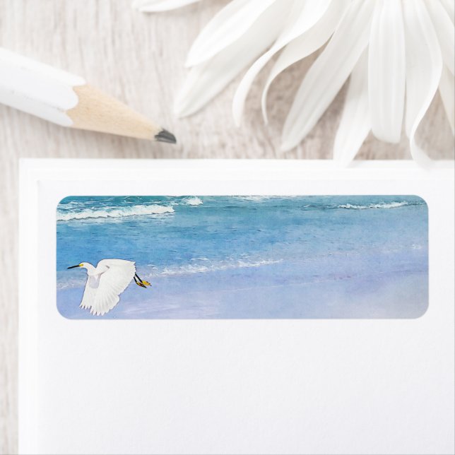 Snowy Egret Coastal Watercolor (Insitu)