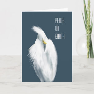 Snowy Egret "Peace on Earth" Thank You Card