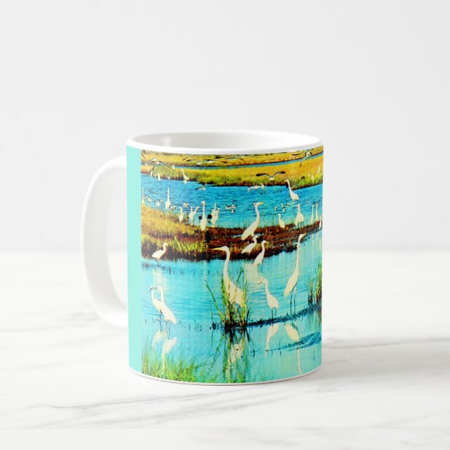 snowy egrets coffee mug (Front Left)