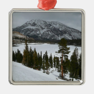 Snowy Ellery Lake California Winter Landscape Metal Tree Decoration