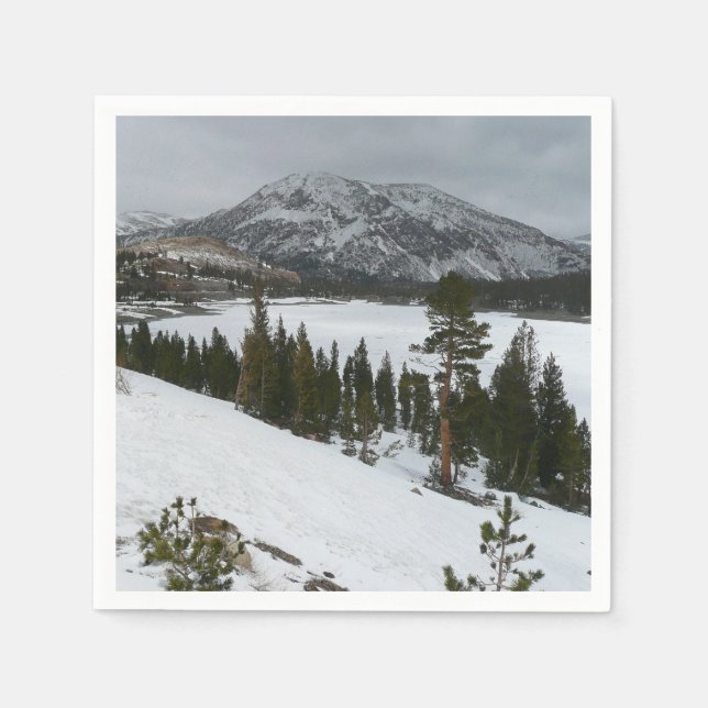 Snowy Ellery Lake California Winter Landscape Napkin (Front)
