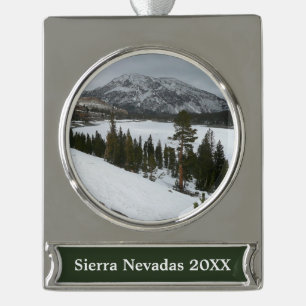 Snowy Ellery Lake California Winter Landscape Silver Plated Banner Ornament