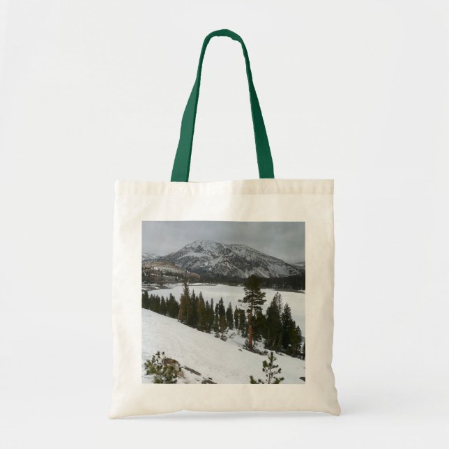 Snowy Ellery Lake California Winter Landscape Tote Bag (Front)