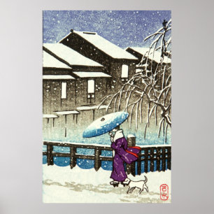 Snowy Evening Kawase Hasui 1930s Poster