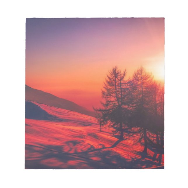 Snowy Evening Sunset Notepad (Front)