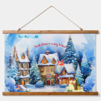 Snowy Evening Wood Topped Wall Tapestry