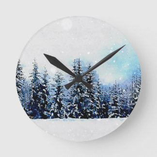 Snowy Evergreen Forest Seasonal Acrylic Wall Clock