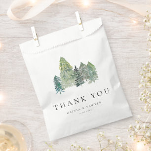 Snowy Evergreen Forest Winter Wedding Thank You Favour Bags