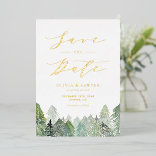 Snowy Evergreen Landscape Winter Save the Date