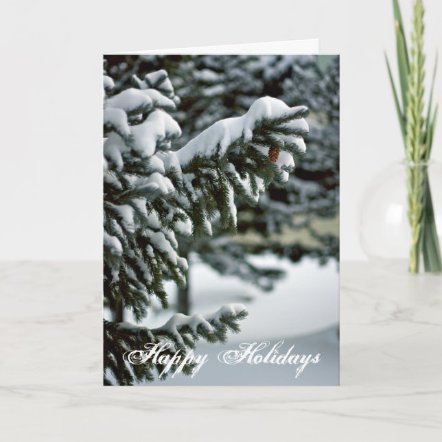 Snowy Evergreen Tree Card (Front)