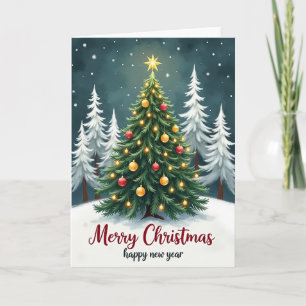 Snowy Evergreen Tree Card