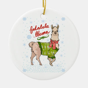 Snowy Falalala Llama Ceramic Tree Decoration