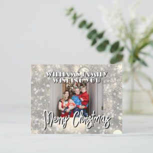 Snowy family picture Christmas Postcard