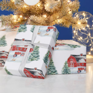 Snowy Farm Christmas Wrapping Paper